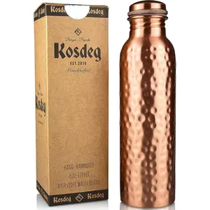 Kosdeg Copper Water Bottle - 34 Oz Extra Large - A Hammered Pure Copper Vessel For Drinking - Drink More Water, Lower Your Sugar Intake And Enjoy The Health Benefits Immediately
