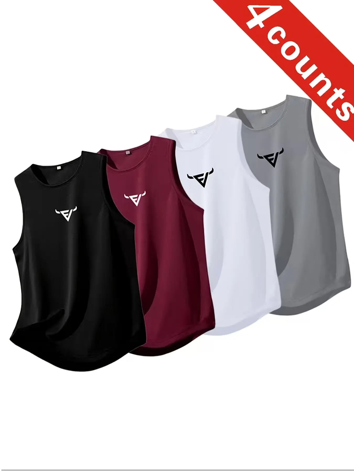 Men's Sport Sleeveless T-Shirt Set, Quick-Dry Breathable Geometric Print, Casual Summer Training Top for Running, Swimming, Gym