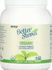 NOW Foods Better Stevia Organic Extract Powder 1 lb 454 g Zero Calorie Natural Sweetener