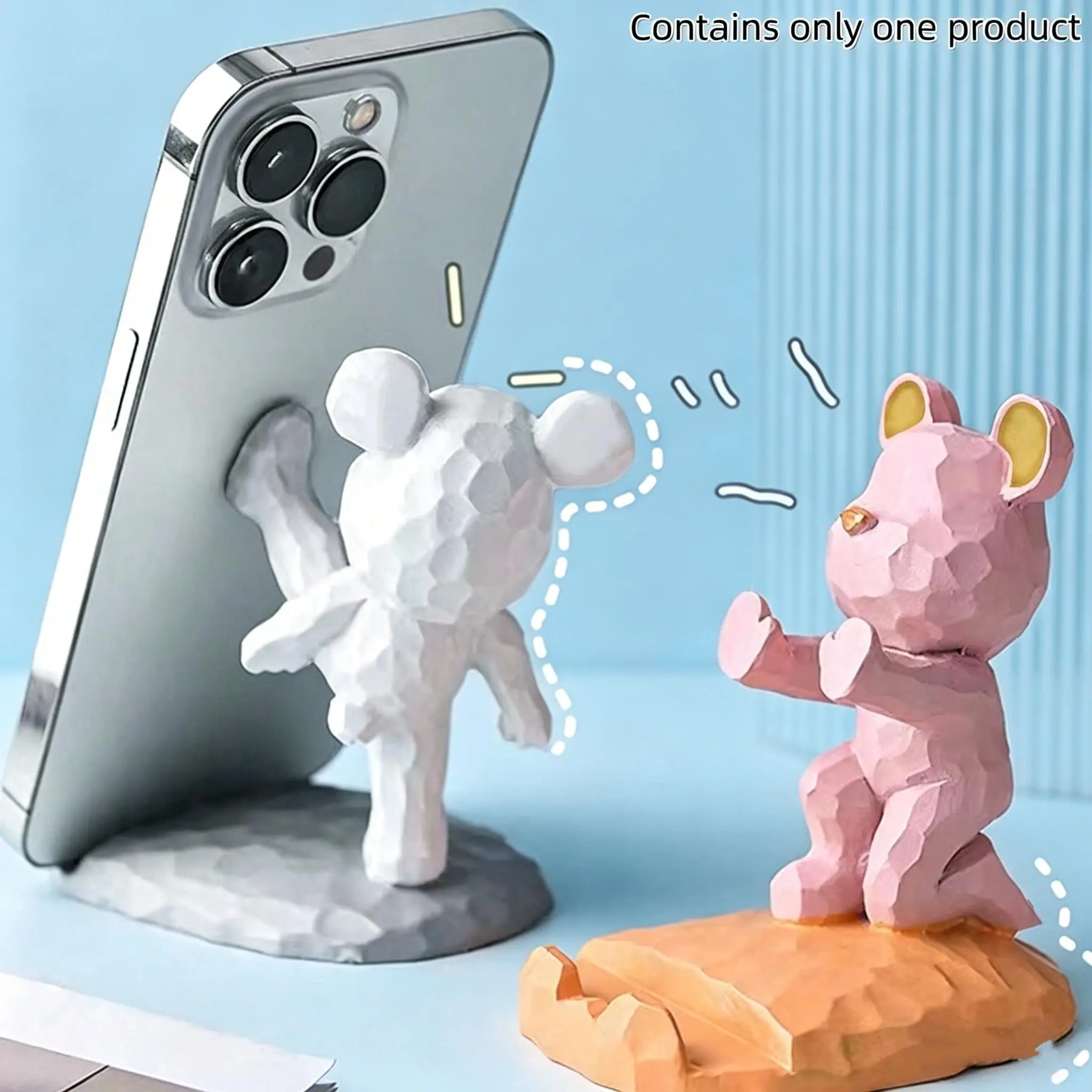 Cute Bear Phone Stand and Desk Decor, Multi-Functional Lazy Smartphone Holder, Fun Desktop Decoration, Perfect Gift for Birthdays and Graduations, Cell Phone Holders