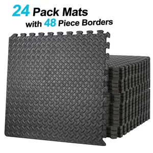 ZENY 24PCS Interlocking EVA Foam Tiles, Puzzle Exercise Mat Home Gym Flooring Mat 3/4’’ Extra Thickness 96 Sqft. Black