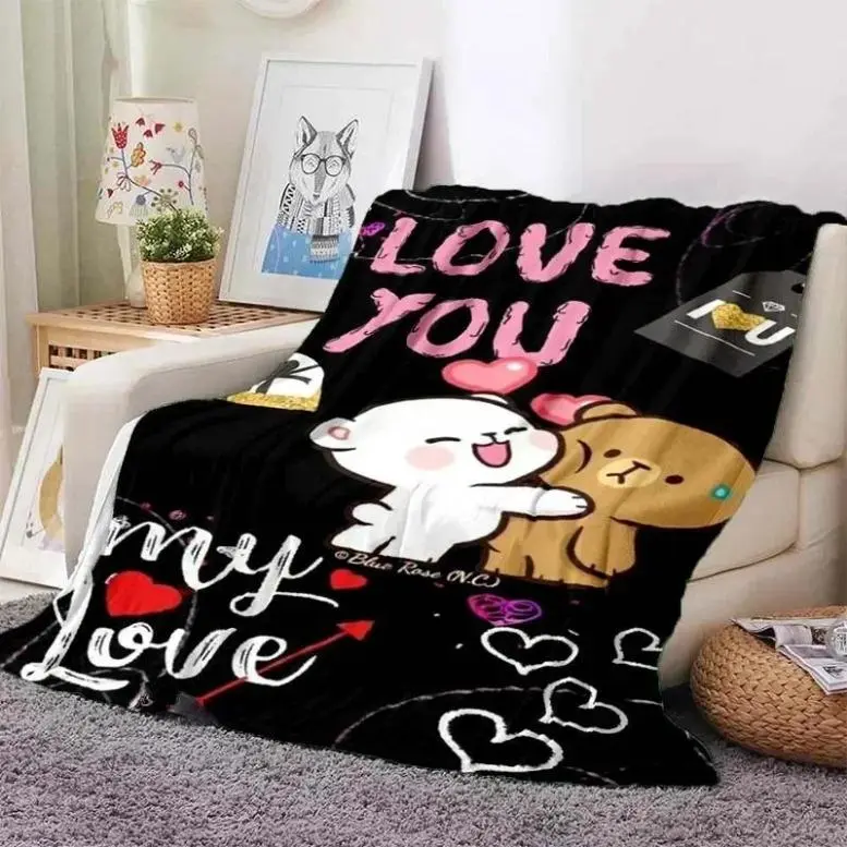 Cute Bubu And Dudu Series Blanket Cartoon Print Kids Warm Flannel Soft Comfortable Home Travel Bed Blanket Birthday Gift For Kids Men Women