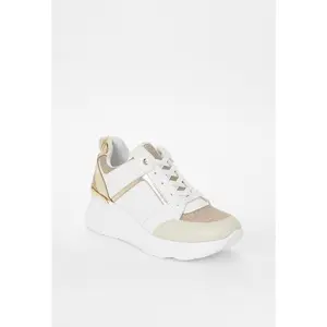 JUST FAB Women Platform Sneaker Chic White & Gold Sneakers – Comfy, Trendy & Everyday,summerwins