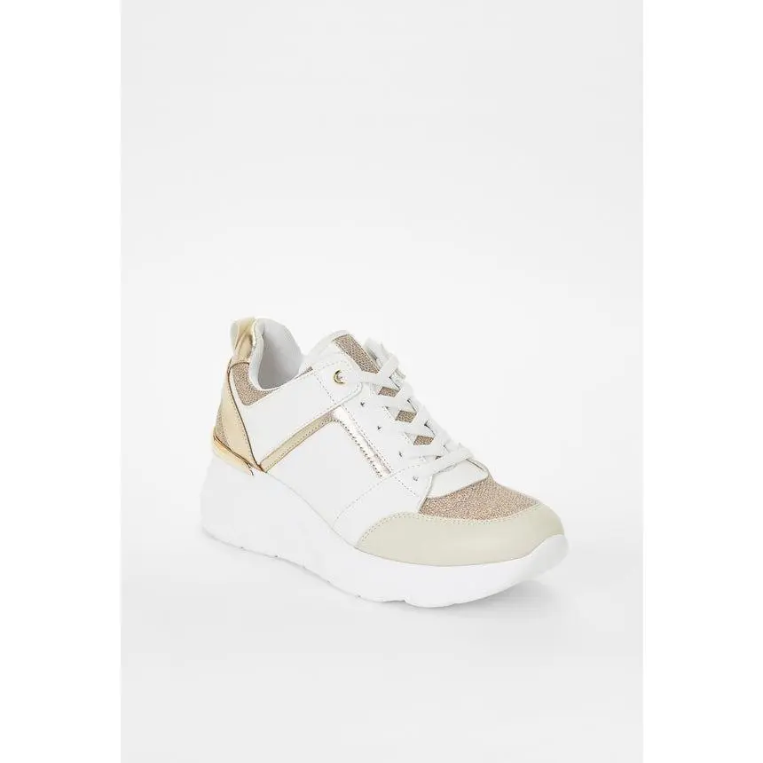 JUST FAB Women Platform Sneaker Chic White & Gold Sneakers – Comfy, Trendy & Everyday,summerwins