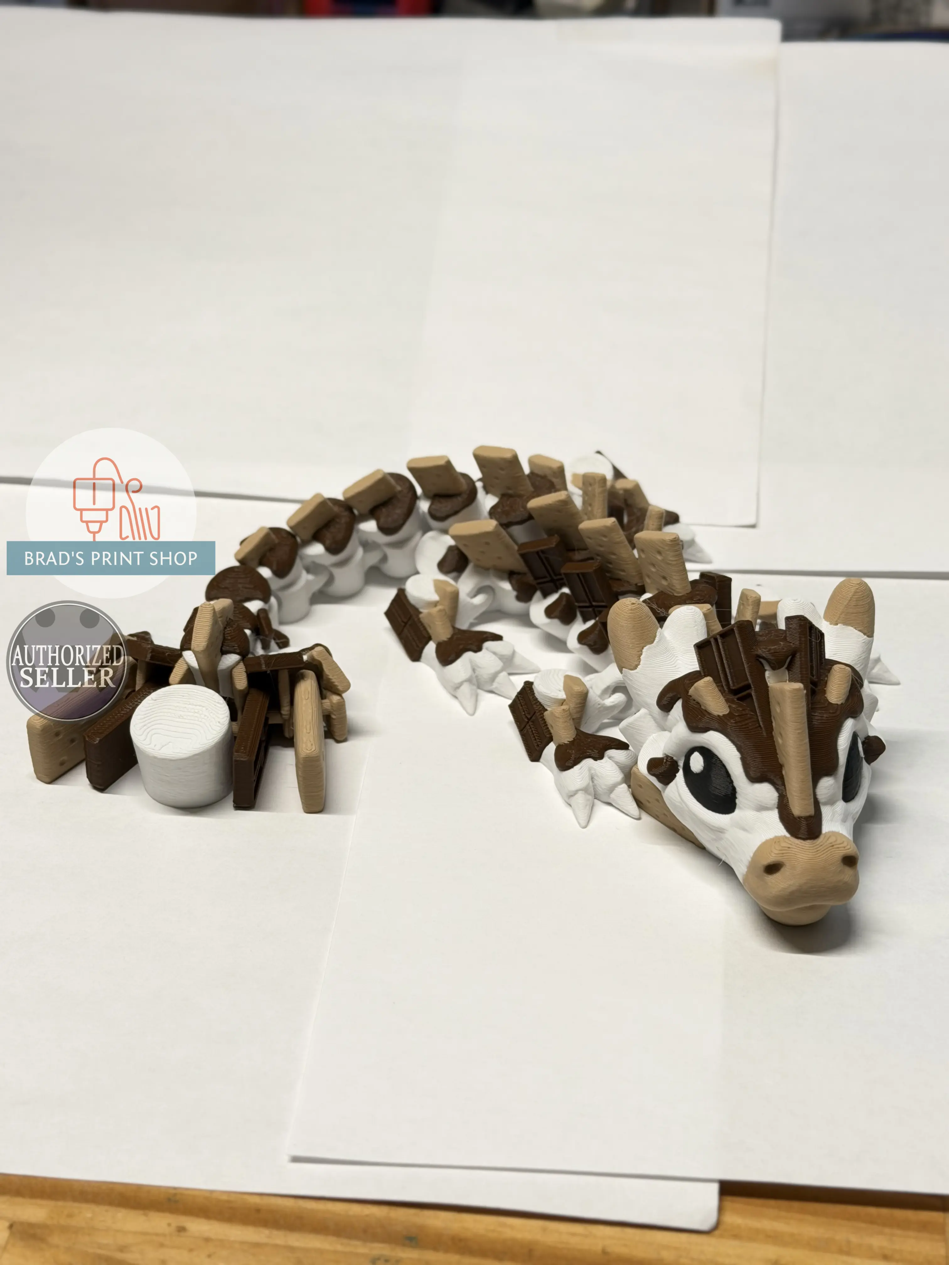 Adorable Baby S'mores Dragon 3D Printed with Intricate Details and Colorful Design