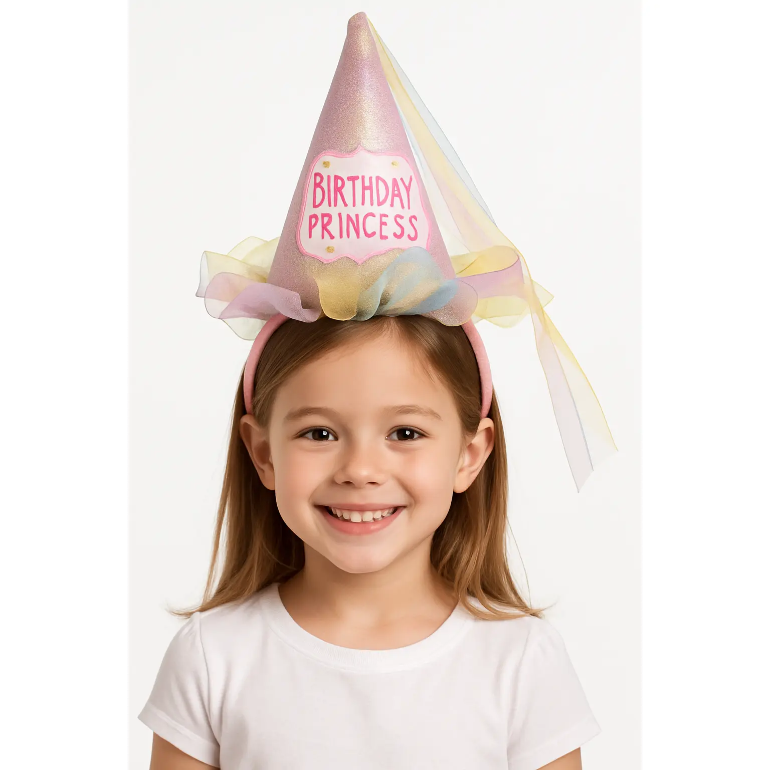 Birthday Princess Pastel Cone Hat Headband