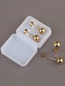 Minimalist Stud Earrings with Box, Silver Color Polished Balls, Hypoallergenic, Daily Wear, Versatile Fashion Accessory, Stud Earring Jewelry