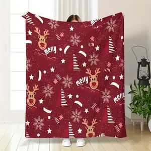 Merry Christmas Themed Digital Print Blanket Soft Festive Throw for Couch  Camping Allergy Friendly Flannel Machine Washable Cozy Blanket