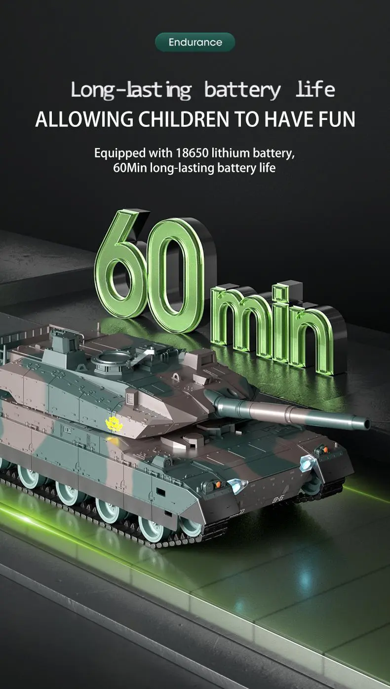 Tongli Japanese-Style Simulated Tracked RC Tank - 2.4G Remote Control Toy, 6-8Y Unisex Halloween Gift, 360° Wide Turret Rot, Authentic Combat Sound Effects, BPA/Latex-Free Safe Materials, Battery-Powered Outdoor Toy, Batteries Packed Separately, Yes
