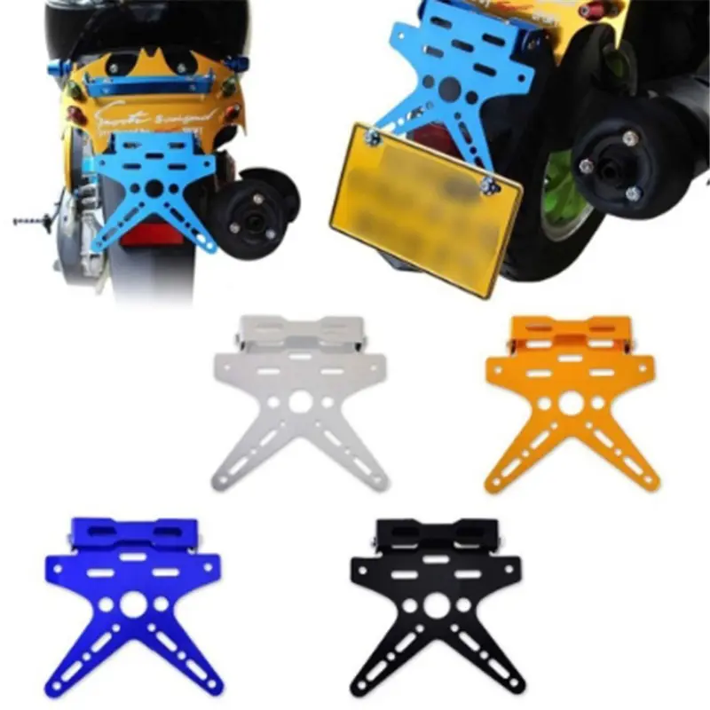 2026 Electroplate Aluminum Alloy Motorcycle Rear License Plate Frame Motorbike Scooter Number Plate Holder 3 Colors 2026 For your cars New for your car décor