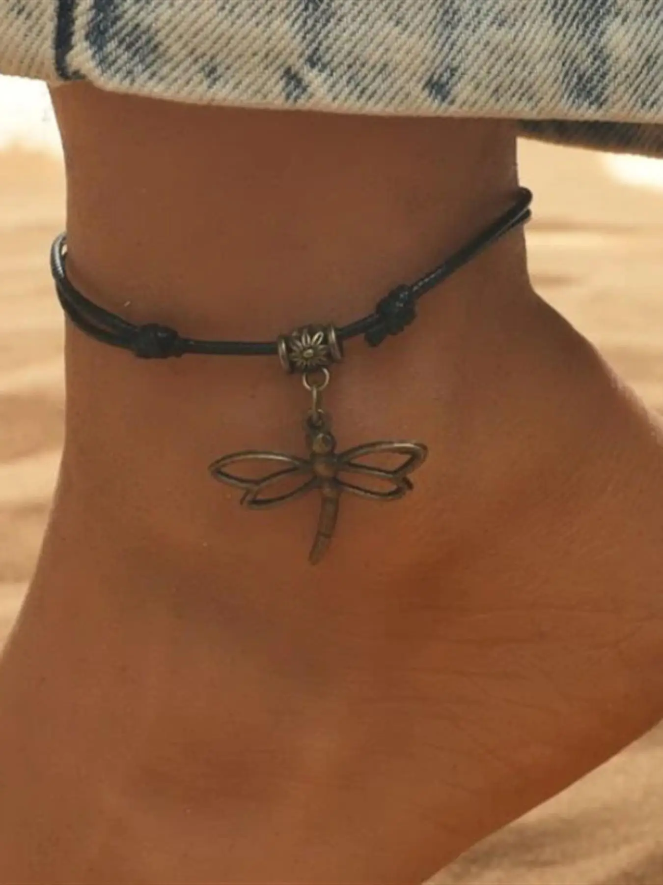 Vintage Dragonfly Design Pendants Anklet, 2024 New Style Fashionable Boho Style Beads Anklet for Women & Girls, Fashion Accessories for Summer Vacatio