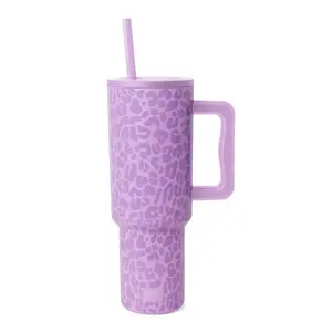 Simple Modern 40 fl oz Insulated Stainless Steel Trek Tumbler with Straw Lid - Electric Lavender Leopard