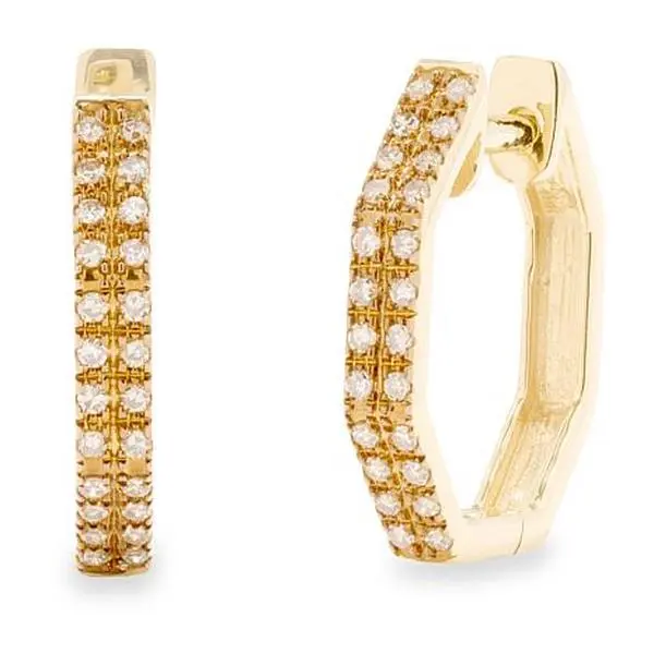 Rarities Fine Jewelry Rarities Gold-Plated 1/5ctw Diamond Octagon Huggie Hoop Earrings