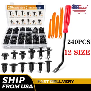 240Pcs Bumper Clips Retainer Auto Car Rivets Fastener Fender Push Pin Trim