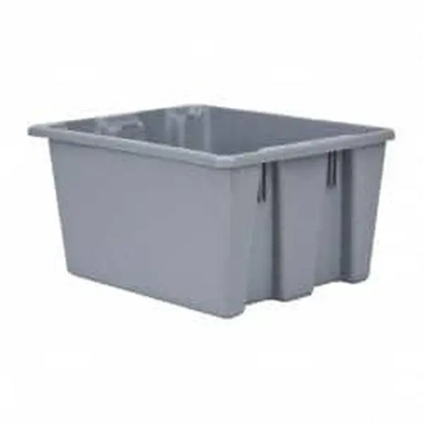 Rubbermaid Rectangle Plastic Storage Box - 1.3 Cubic Ft Gray Polyethylene Organizer Tote, 100 Lb Load Capacity, Stacking & Nesting Design, 19.5 in L x 15.5 in W x 10 in H, Model FG172100GRAY, Boxes