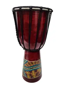 DJEMBE DRUM BONGO 16" HAND CARVED AFRICAN ABORIGINAL DOT ART DESIGN DIRECT FROM THE FACTORY