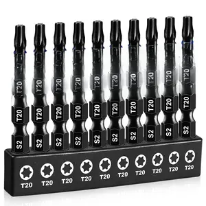 10-Pack T20 Torx Bit, Torx Bits 2 Inch, Professional T20 Torx Bits for Impact Driver, Star Bits , T 20 Torx Bit S2 Alloy Steel, T20 Bit 1/4'' Hex Shank, T-20 Torx Bit CNC Machined Tips