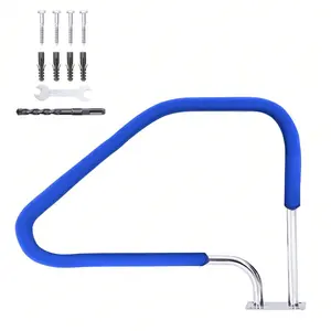 49.5x34 In Swimming Pool Handrails, Pool Railings For Inground Pools, 304 Stainless Steel, Capacity 385 LBS, Non-Slip, With Install Fittings