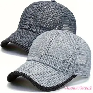2pcs Adults' Summer Outdoor Sunscreen Fishing Hat, Breathable Mesh Baseball Hat with Duck Tongue, Leisure Sports Accessory