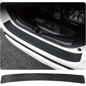 Car Rear Bumper Protector Guard, Anti-Scratch Carbon Fiber Trunk Door Sill Protection Strip Sticker, Universal Vehicle Trim Cover Accessories for Car, Truck, SUV, Van (35.4*3.75 in, Black)