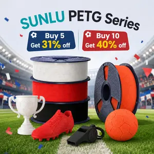 [SAVE 31%] SUNLU PETG 3D Filament 1.75mm | SAVE 31% ON 5 ROLLS | Mix & Match Any Color | 3-Day Guaranteed Delivery | Optimized for Bambu Lab, Creality, Flashforge - High Toughness -A