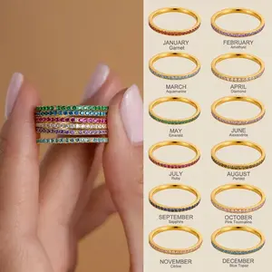 【 Birthstone Rings 】Birthstone Stacking Ring, Personalized Eternity Ring for Mom Girlfriend , Custom Stackable Birthstone Ring, Christmas Gift for Her, Mother's Day Gift ，Valentine's Day gifts, birthday gifts Vintage