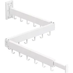 Clothes Drying Rack Wall Mounted,Drying Rack Clothing,Laundry Drying Rack Wall Mount,Collapsible Drying Racks for Laundry,Retractable,Foldable,Clothes Hanger Rack,Clothes Dryer Rack,White Color