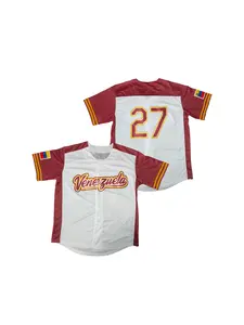 Men's Classic Embroidered Baseball Shirt, Size 27, Loose Fit, Breathable V-Neck, Sporty Style, Short Sleeve, H-Type Silhouette