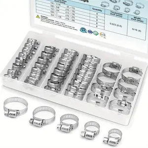 40PCS Hose Clamp Set - 304 Stainless Steel Worm Gear Clamps For Pipes, Intercoolers, Plumbing, Tubes & Fuel Lines (1/4'' - 1-1/8'')