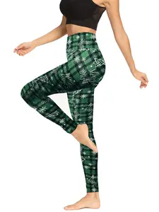 Leggings for Women High Waisted Soft Leggings Workout Sets Women Tummy Control Pants No See Through for Yoga Gym Workout(White Christmas Tree on green background) Baggy Plus Size High Waist Yoga Pants opaque tights