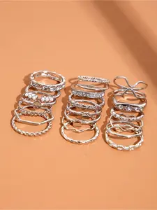 Set of 20 Geometric Rings with Rhinestones, Elegant Jewelry Collection, Perfect Gift for Women, Stylish Accessories for All Occasions, Dainty Stacking Rings, Stackable Rings