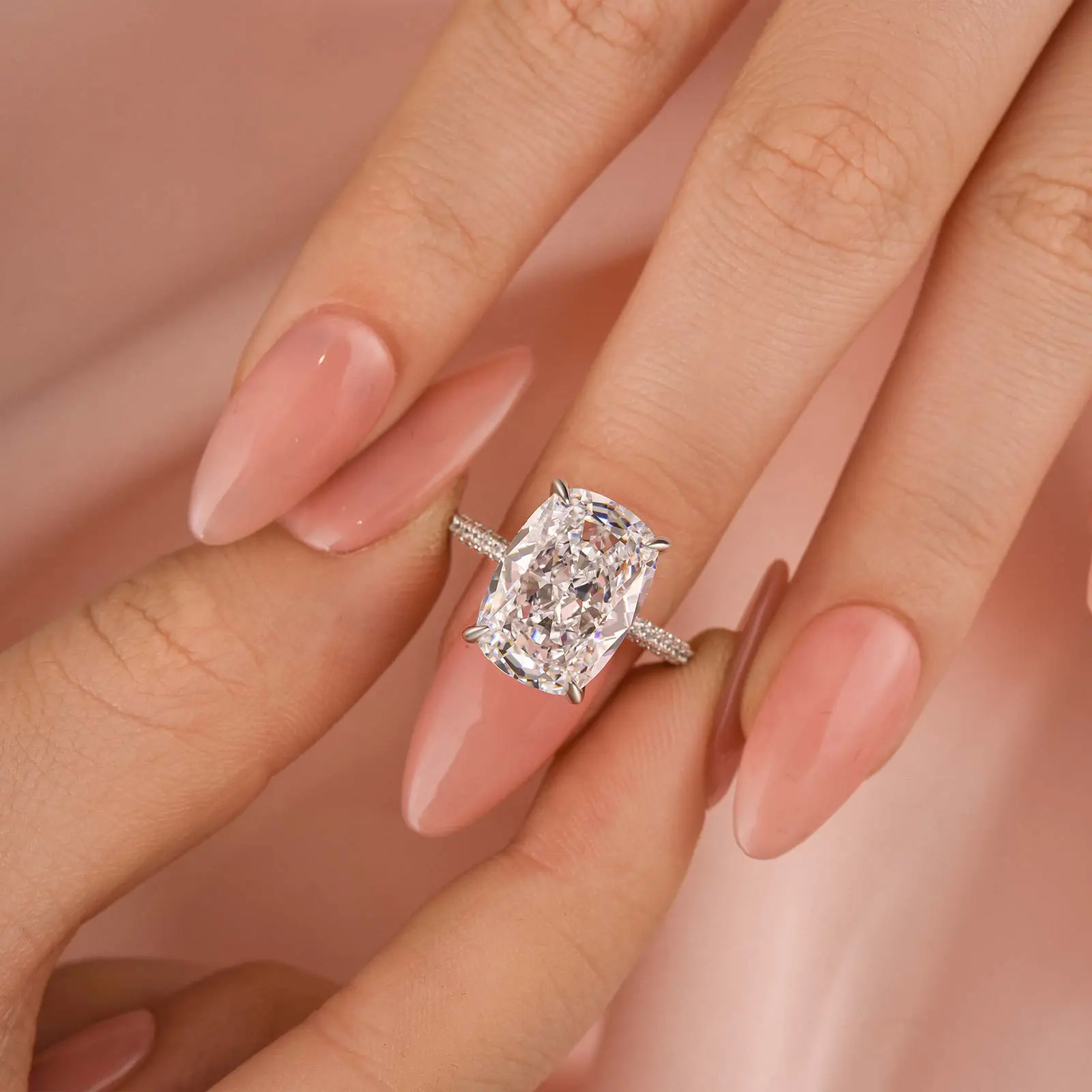 Maxine 9.0ct Cushion Cut Elongated Engagement Ring - 5A Cubic Zirconia Women's Jewelry Ring, Ideal for Proposal, Wedding, Daily Wear, Engagement Rings