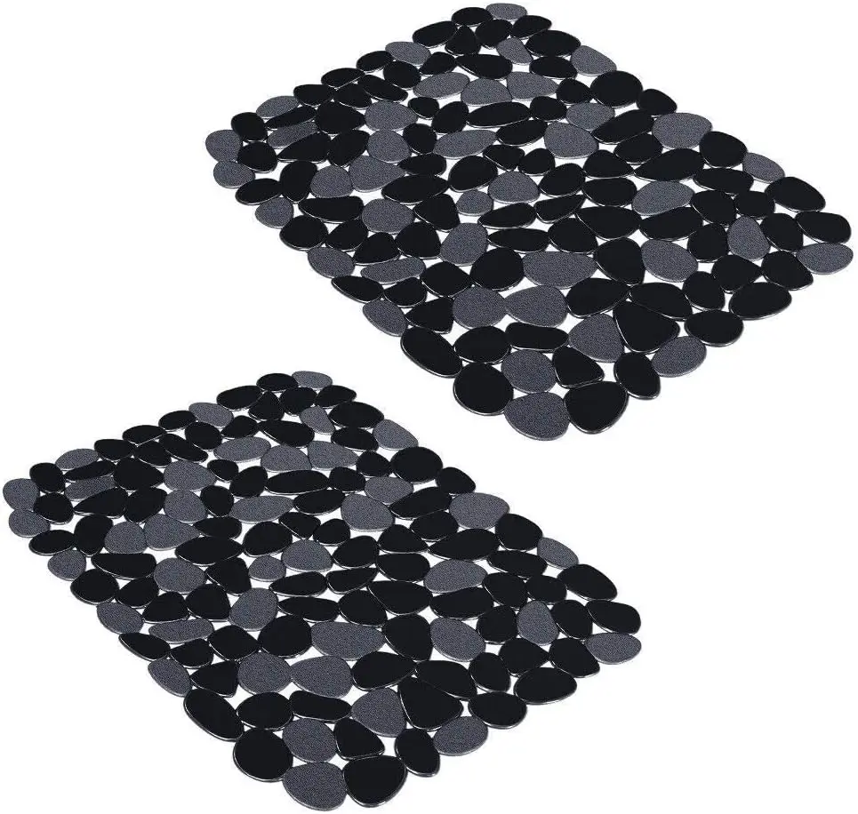 Pebble Sink Mats for Stainless Steel Sink, PVC Sink Saddle Protectors Kitchen Sink Mat for Porcelain Sink, Dishes and Glassware (Black,2 Pack), 15.8inch x 12inch
