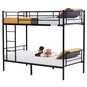 Twin Size Modern Bunk Bed with Ladder, Color Black, includes Stable Ladder, Material Iron Bunkbed outdoorfun Metal Bunk Bed