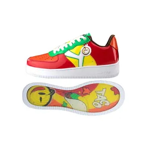 YUMS Taco Sneakers – Bold Red, Orange, Yellow, Green, and White Patent Leather Streetwear Style Footwear Casual Classic mens shoes
