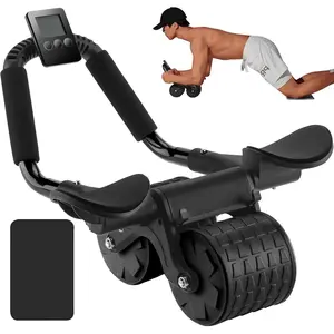 Elbow Support Automatic Rebound Abdominal Wheel Core Muscle Ab Trainer with Counter Display Fitness Exercise Roller Wheel