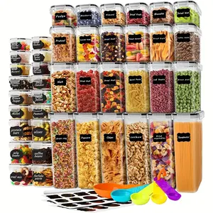 18-Piece Sealed Stackable Airtight Food Storage Containers Set (9 Lids + 9 Boxes), BPA-Free Kitchen Organizer for Dry Goods & More