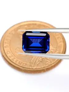 1 PC Synthetic Blue Lab-Grown Sapphire Gemstone, Emerald Cut Jewelry Making Supplies, Ideal for Earrings Rings Studs DIY Accessories