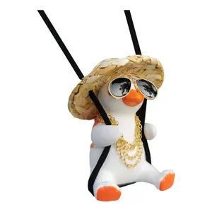 Funny Swinging Duck Car Mirror Ornament  | Cute Rearview Mirror Hanging Decor | Car Accessories for Men Women Teens