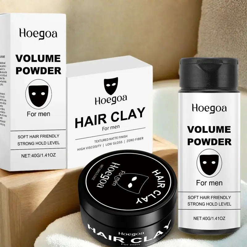 2pcs Volume Hair Styling Powder & Natural Hair Clay, Styling Set, Natural Easy To Apply Hair Shaping Powder, Professional Hair Setting Product for Men & Women, Volumizing Texturizing Powder, Hair Styling Products