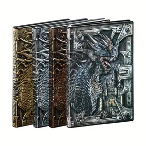 One Piece of a Retro Notebook with a 3D Embossed Dragon Design Made of Faux Leather,Reliable for Holiday, Sketching, And Writing about Travel Experiences