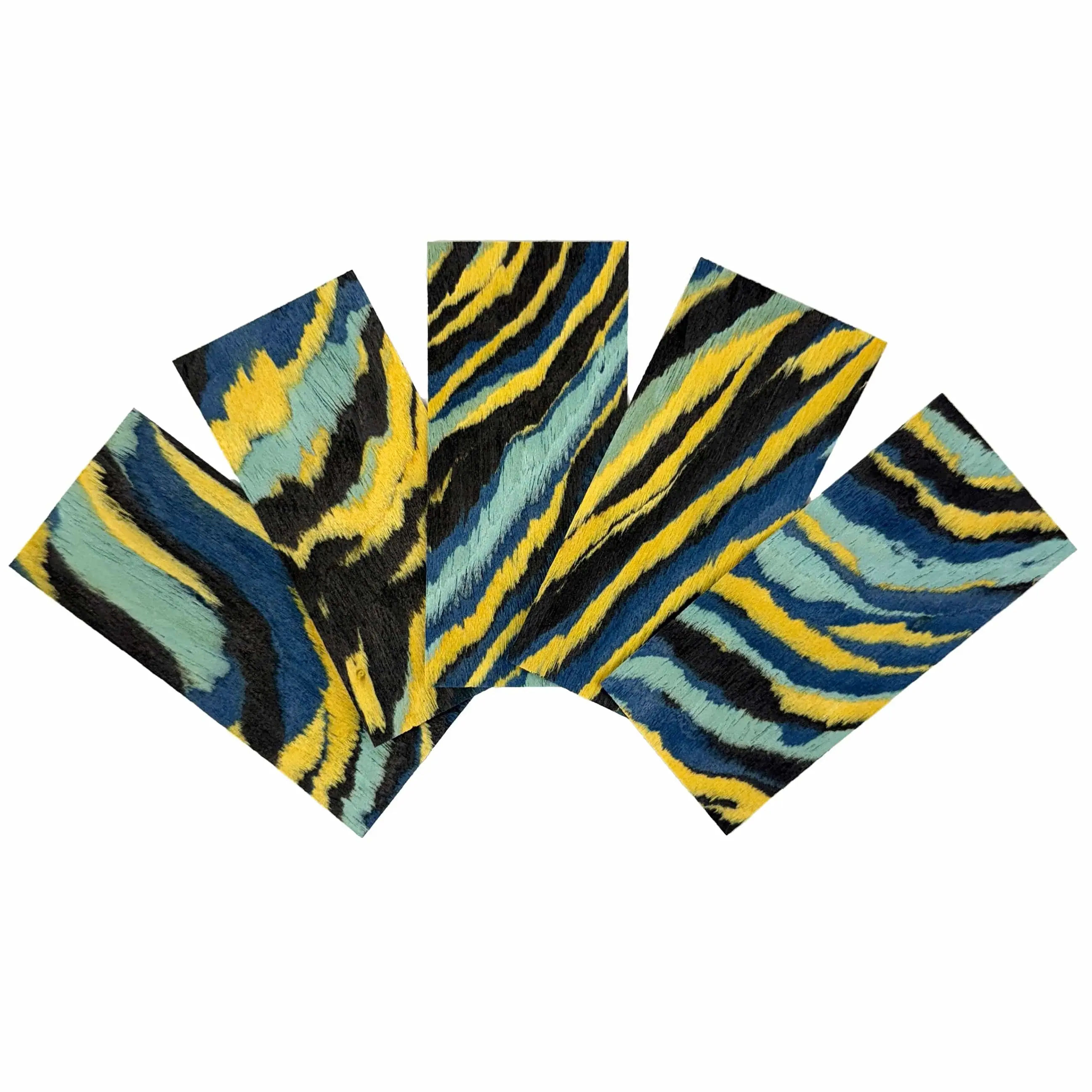 Blue/Yellow Cosmic Tide Veneer - 5 Oversized Sheets of Unique Veneer for Making Fingerboard Decks up to 50mm Wide