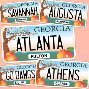 Georgia License Plate Stickers - Choose Your GA City
