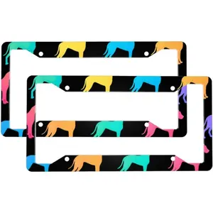 Neon Dog Silhouette 2-Pack Aluminum License Plate Frames, Universal Car License Plate Holder with 4 Holes and Screws ﻿