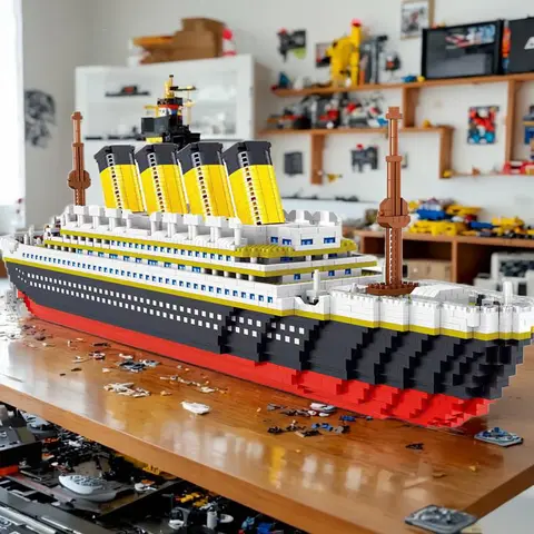 Titanic Model Creative, Large Titanic Cruise Ship Puzzle Toy with STEM Building Blocks and High-Quality Blocks and Stable Structure, Collectible DIY Project, Construction Model, Building Block Sets, Plastic Building Block