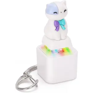 Quacking Duck Croaking Frog Meowing Cat Keyboard Fidget Toys for Adults Clicker Keychain with Sound LED Light and Charging Port for Autism Stress Relief Anxiety (Cat, 1)