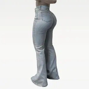 NewHigh Waisted Flare Leg Baggy Jean for Women Stretch Denim Pants M042707 Bootcut Jeans BBL Tummy Control Curve Hugging Can be used with raincoat