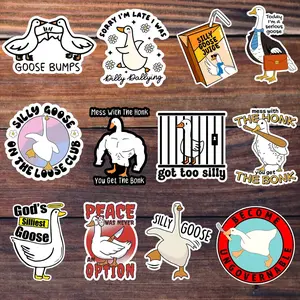 12 Pack Silly Goose Sticker Set - Funny Meme Goose Stickers For Laptop, Water Bottle, Planner - Waterproof