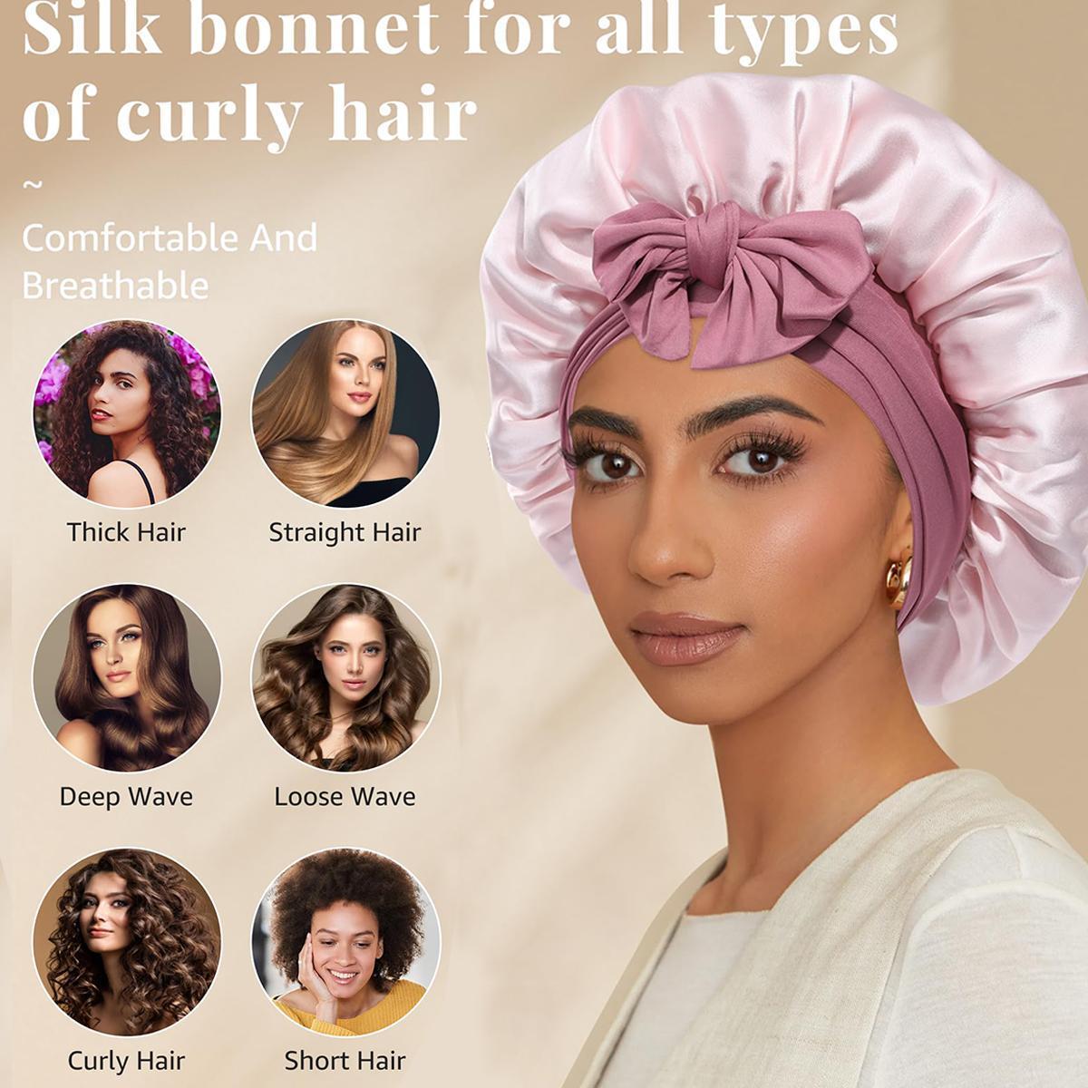 100% Mulberry Silk Bonnets for Sleeping Women Double Layer Hair Bonnet Natural Silk Cap with Elastic Tie Band Reversible Nightcap Gifts for Female 100% Mulberry Silk Bonnets for Sleeping Women Double Layer Hair Bonnet Natural Silk Cap with Elastic Tie Band Reversible Nightcap Gifts for Female
