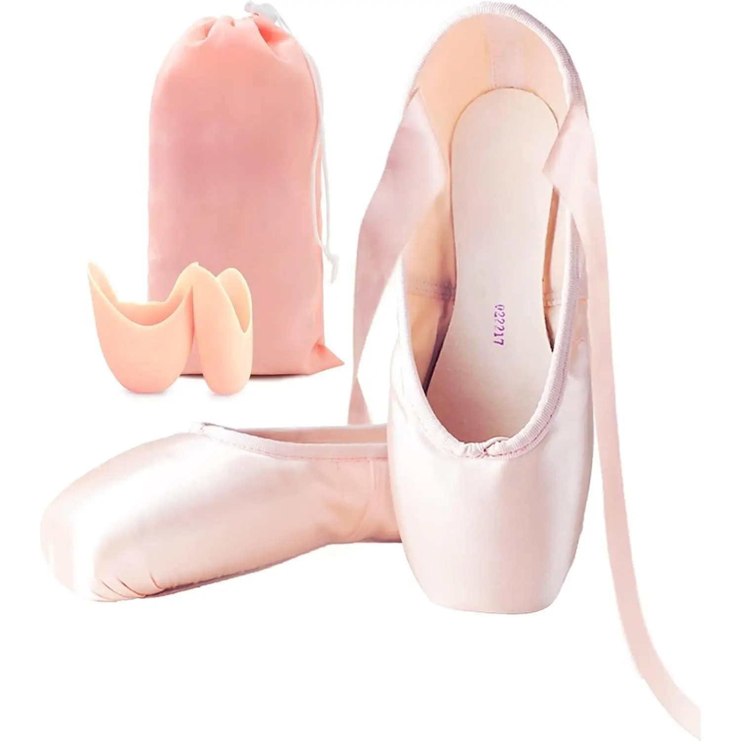 KF5-SK46   Ballet Pointe Shoes Girls Women Ribbon Ballerina Shoes with Toe Pads